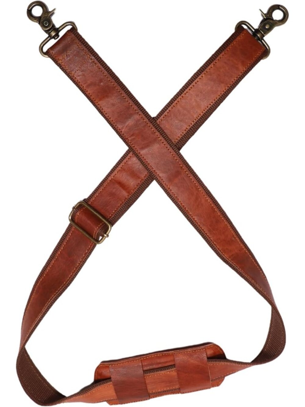Vintage Brown Adjustable Leather Shoulder Strap - 60-Inch Comfort-Fit Padded for